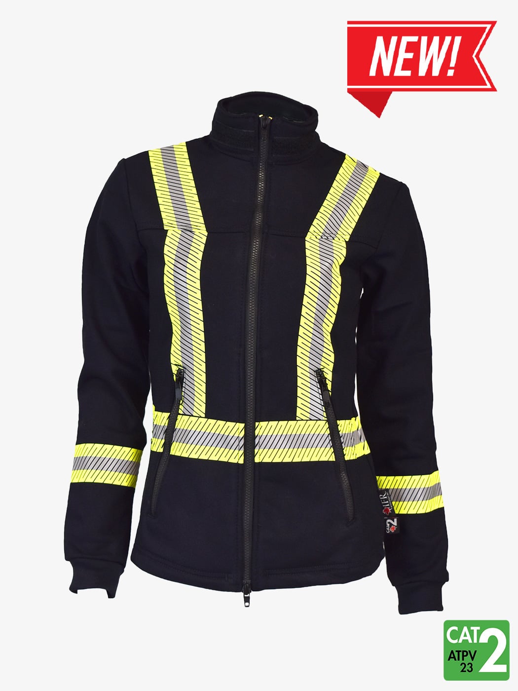 Image of IFR Workwear Women's Segmented Striped Navy Fleece Jacket